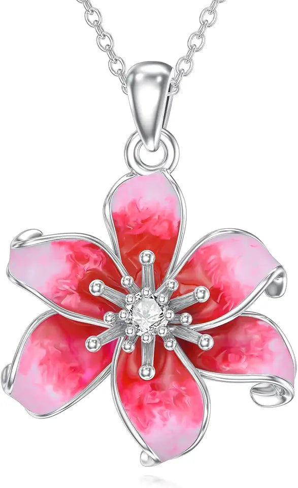 Sterling Silver Lab-Grown Diamond Floral Necklace