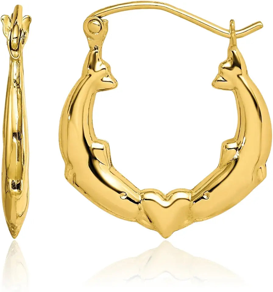 Gold-Tone Hoop Heart Earrings, 19mm