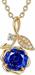 Gold-Tone Birthstone Floral Necklace