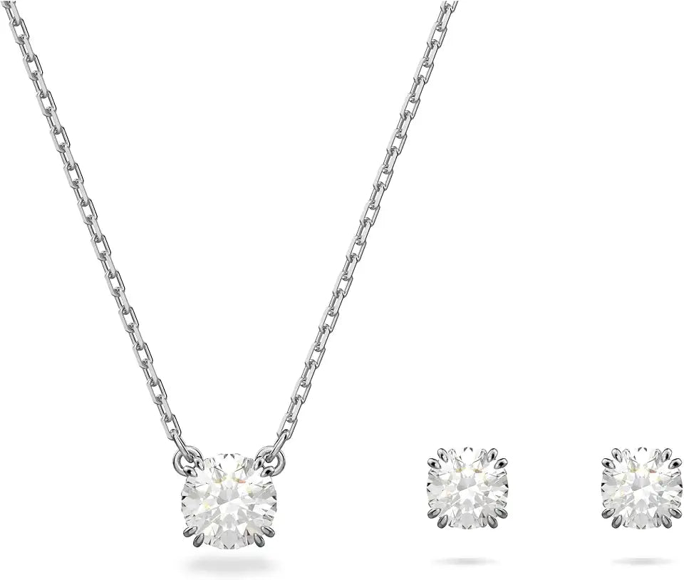 Rhodium-Plated Crystal Jewelry Set