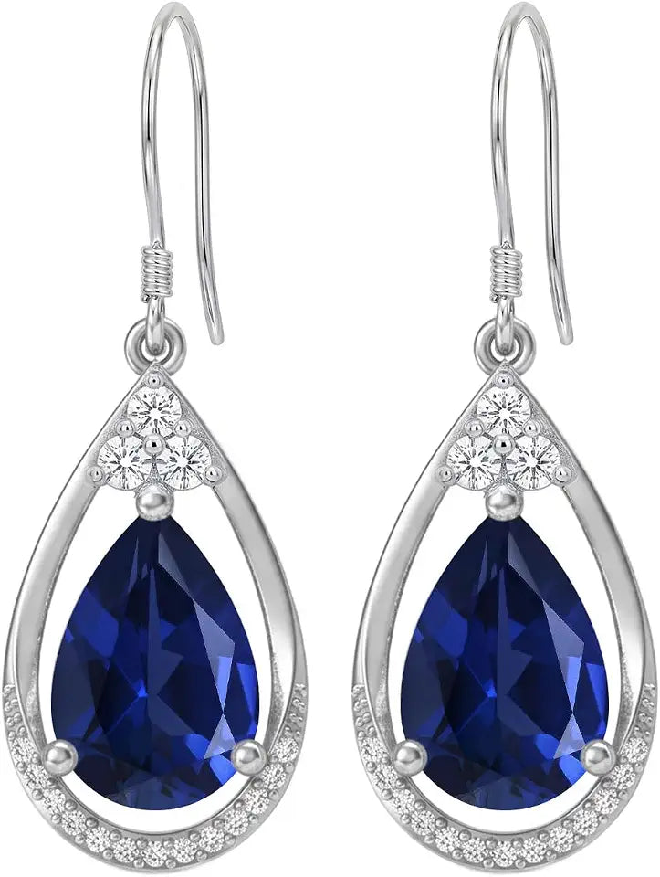 Gold-Tone Teardrop Birthstone Drop Earrings