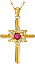 Gold-Tone Birthstone Cross Necklace