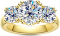 14K Yellow Gold-Plated Sterling Silver Moissanite Engagement Ring