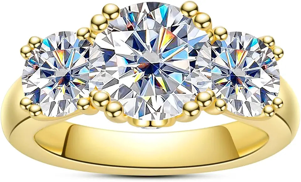 14K Yellow Gold-Plated Sterling Silver Moissanite Engagement Ring