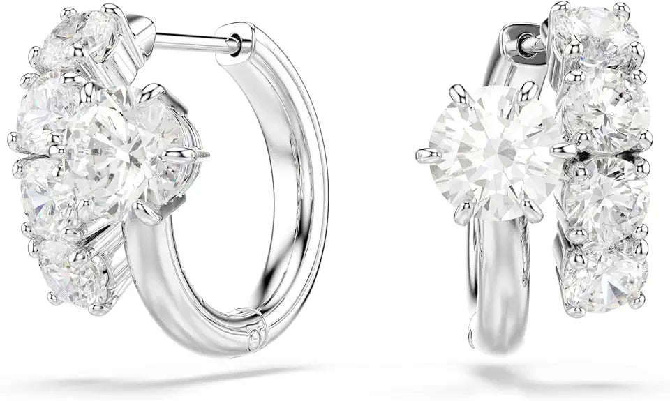 Rhodium-Plated Round Hoop Earrings