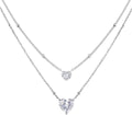 Sterling Silver Moissanite Heart Layered Necklace