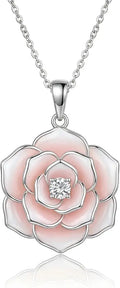 Sterling Silver Lab-Grown Diamond Floral Necklace