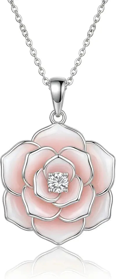 Sterling Silver Lab-Grown Diamond Floral Necklace