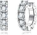 Sterling Silver Moissanite Hoop Huggie Earrings, 4mm