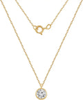 Gold-Tone Round Solitaire Necklace