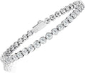 White Gold-Plated Sterling Silver Round Moissanite Tennis Bracelet, 3mm