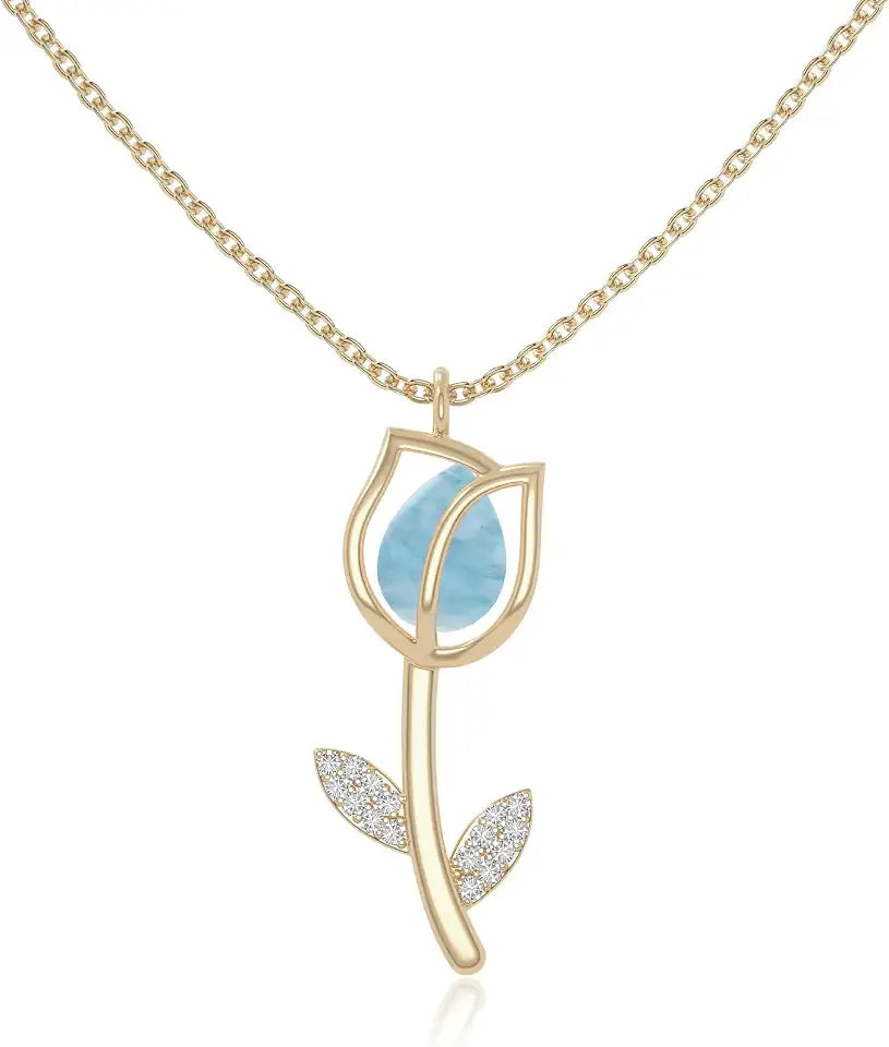 Gold-Tone Moissanite Necklace with Birthstone