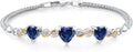 Gold-Tone Sterling Silver Lab-Grown Diamond Heart Bracelet