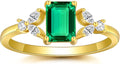 Gold-Tone Emerald-Cut Moissanite Engagement Ring