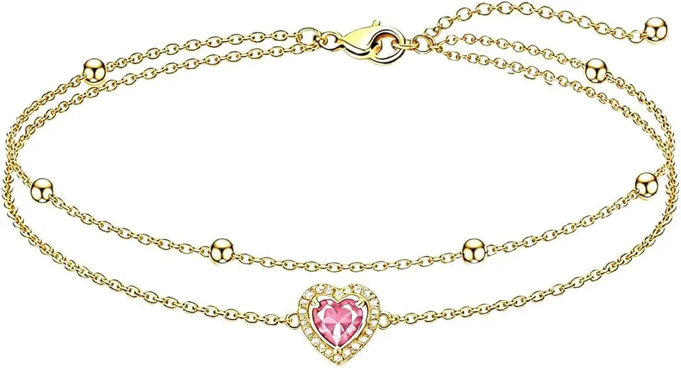 Gold-Tone Birthstone Heart Bracelet