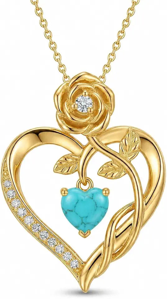 14K Gold-Plated Birthstone Heart Necklace