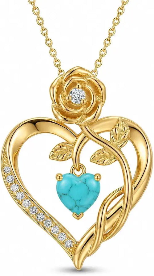 14K Gold-Plated Birthstone Heart Necklace