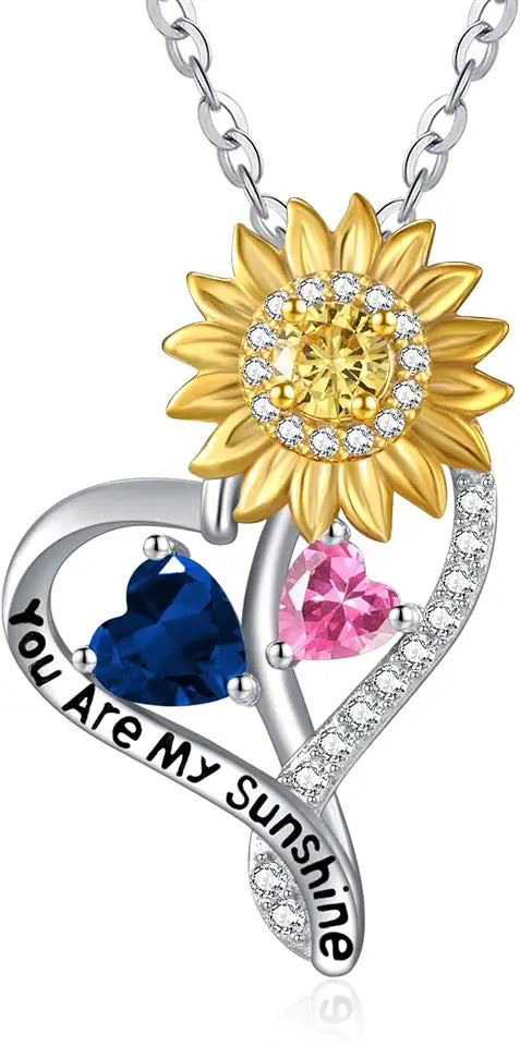 Sterling Silver Birthstone Sunflower Necklace