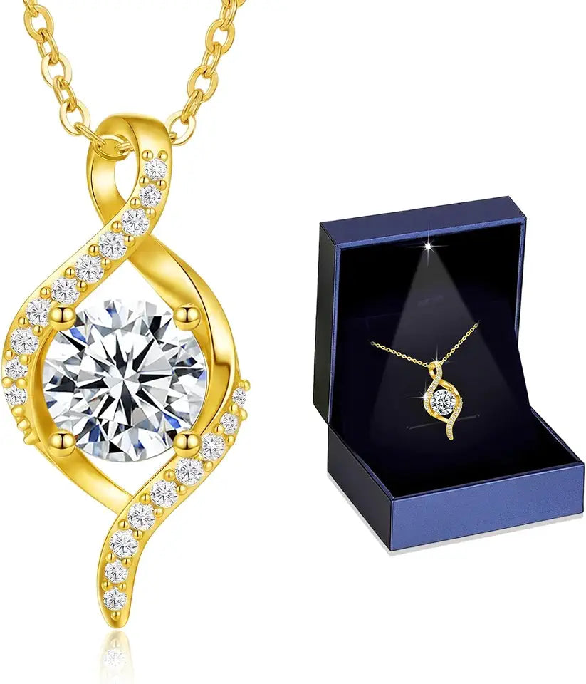 18K Gold-Filled Sterling Silver Moissanite Infinity Necklace