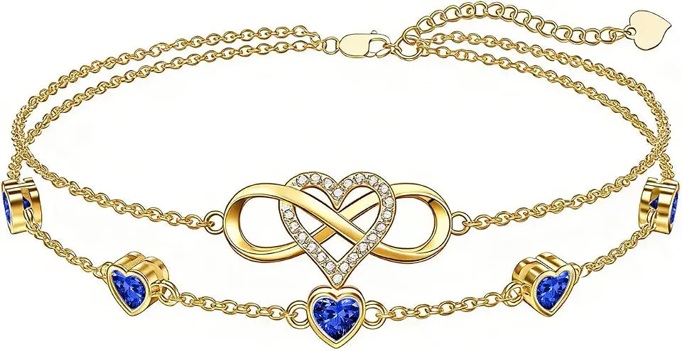 Gold-Tone Birthstone Heart Infinity Bracelet
