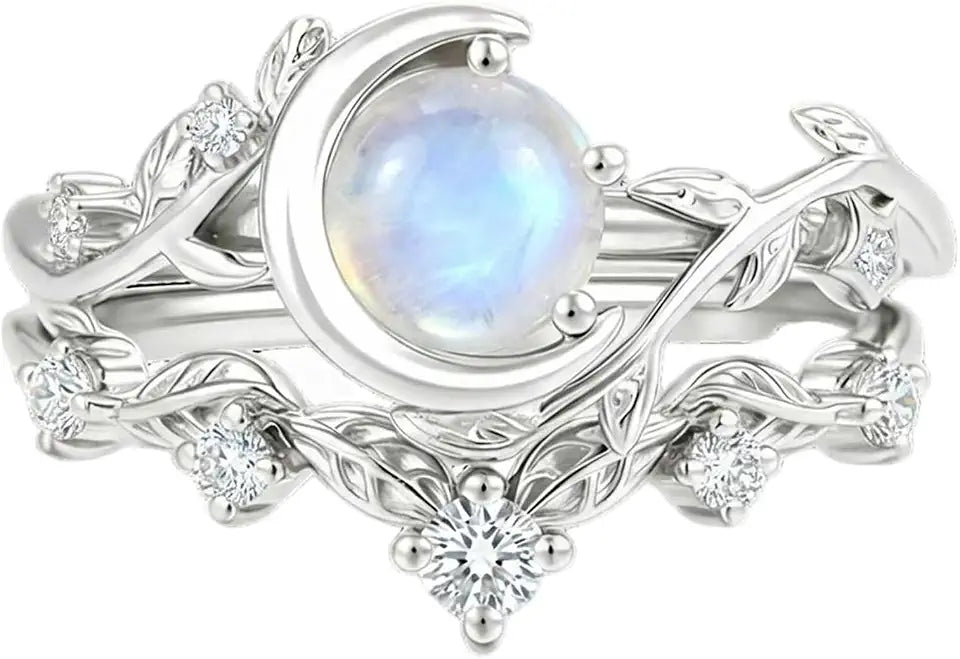 Gold-Tone Moonstone Engagement Ring