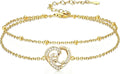 Gold-Tone Heart Initial Anklet