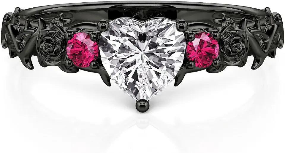 Sterling Silver Heart Floral Engagement Ring
