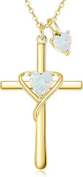 Birthstone Heart Cross Necklace