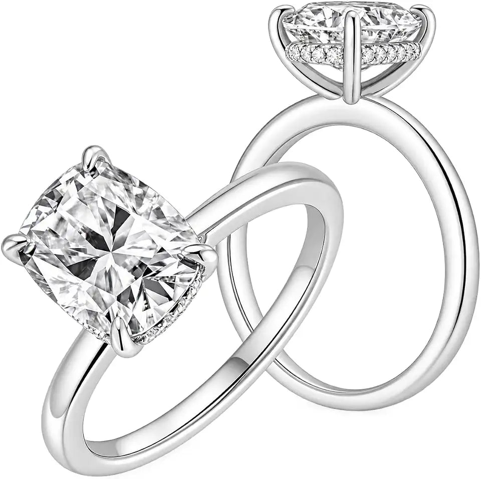 Gold-Plated Sterling Silver Moissanite Engagement Ring