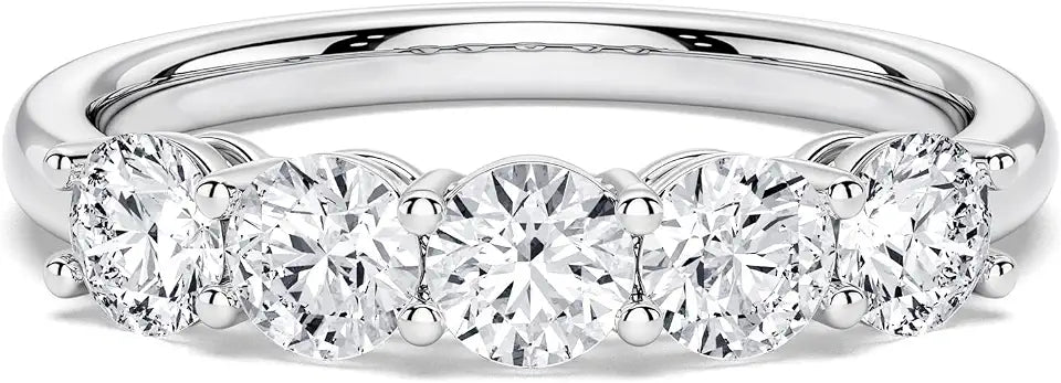 Round Moissanite Wedding Band