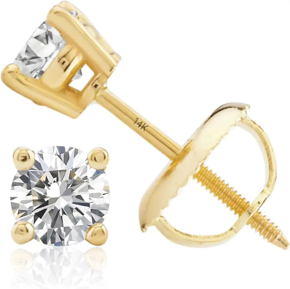 Gold-Tone Lab-Grown Diamond Stud Earrings