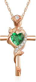 Gold-Tone Birthstone Cross Necklace