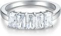 Sterling Silver Emerald-Cut Moissanite Wedding Band