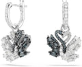 Rhodium-Plated Drop Swan Earrings