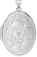 Sterling Silver Oval Locket Necklace, 40mm