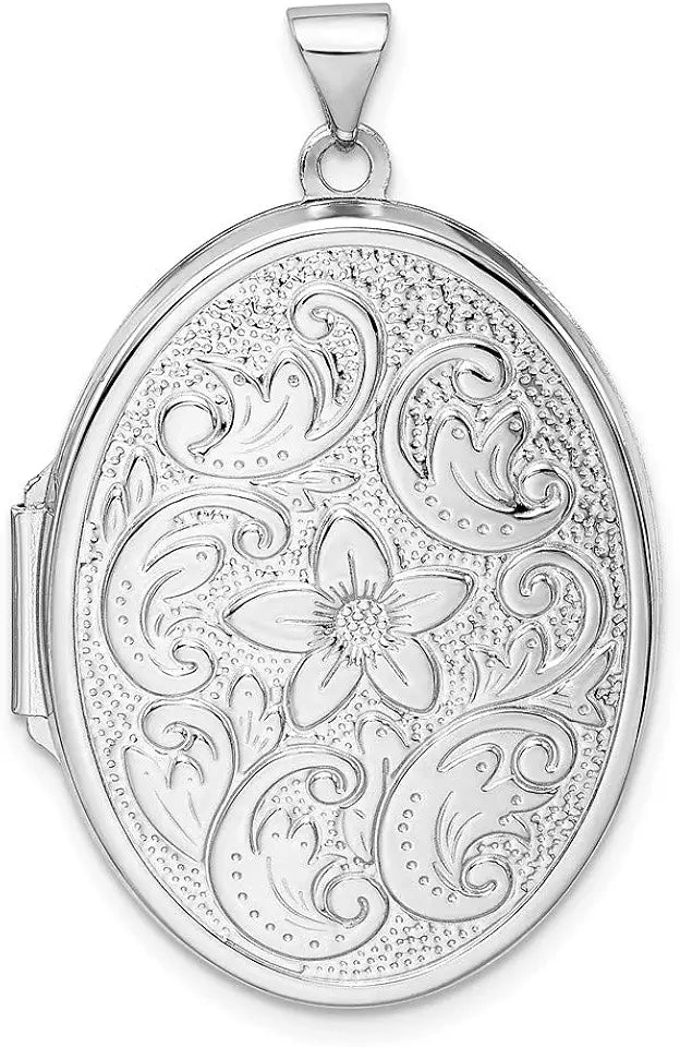 Sterling Silver Oval Locket Necklace, 40mm