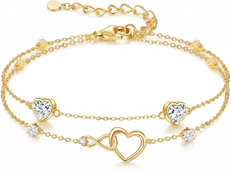 Gold-Tone Birthstone Heart Infinity Bracelet