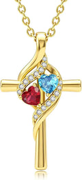 Gold-Tone Birthstone Cross Necklace