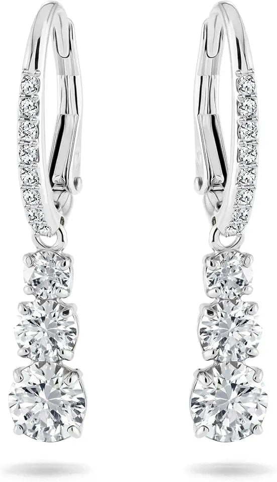 Rhodium-Plated Crystal Drop Earrings