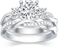 Gold-Tone Sterling Silver Round Moissanite Engagement Ring