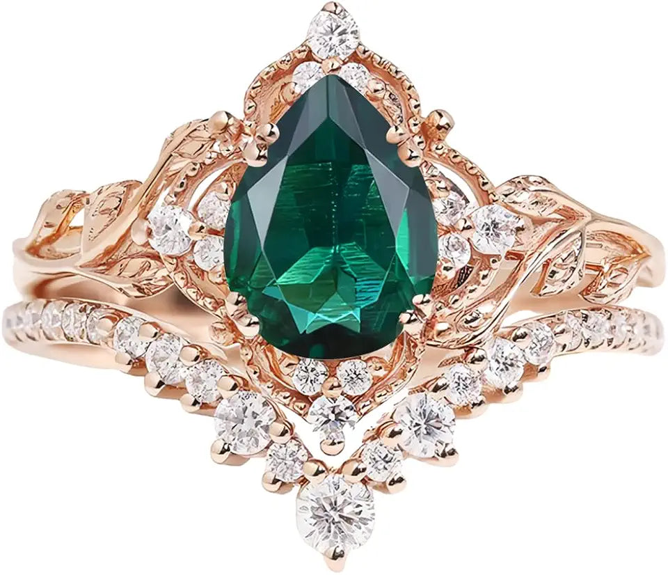 Gold-Tone Pear-Cut Engagement Ring