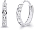 Gold-Tone Cubic Zirconia Hoop Huggie Earrings, 2mm