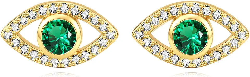 Sterling Silver Emerald Stud Earrings