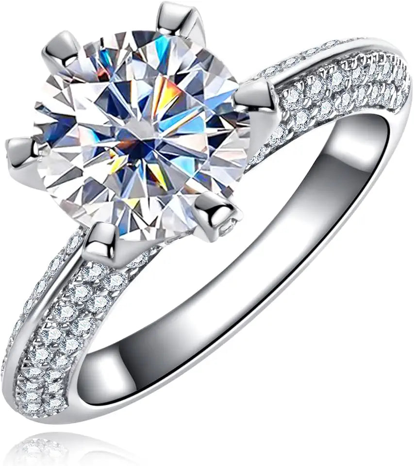 Sterling Silver Oval Moissanite Engagement Ring