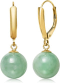 Gold-Tone Round Jade Drop Earrings