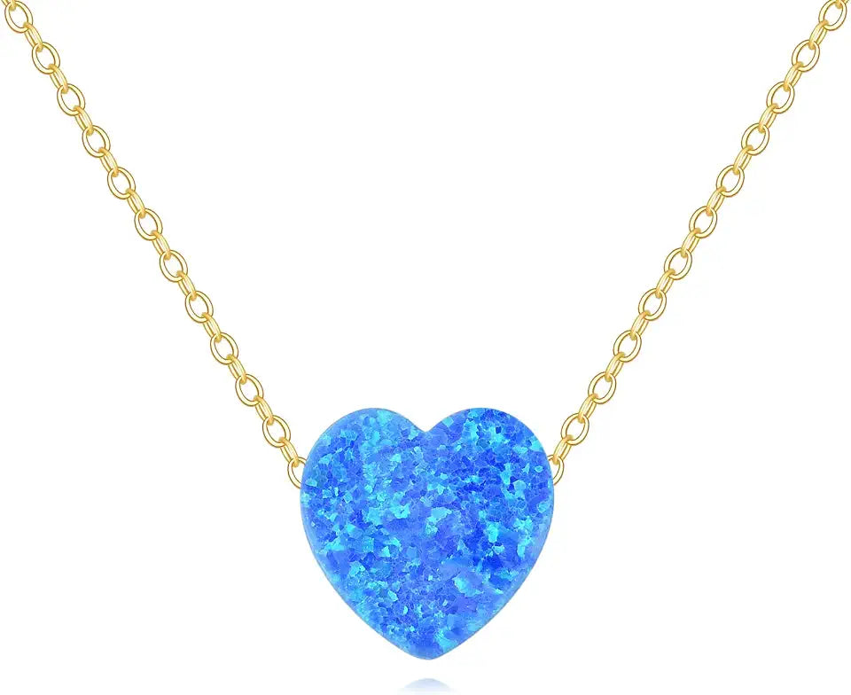 Gold-Tone Opal Drop Heart Necklace