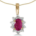 Gold-Tone Oval Ruby Pendant