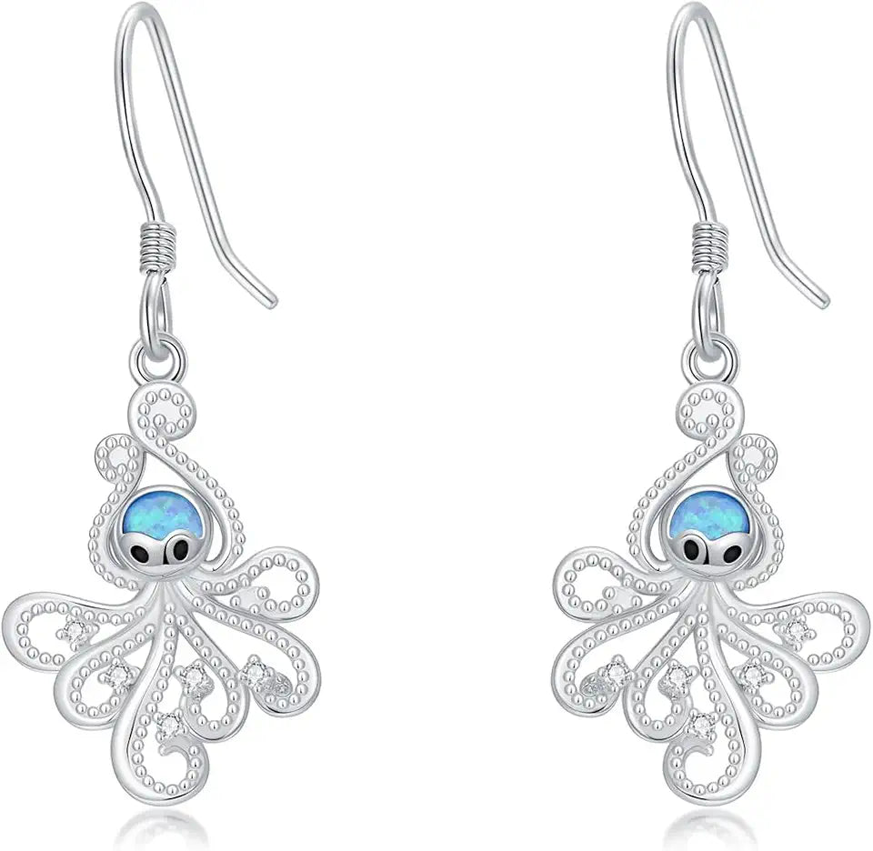 Sterling Silver Opal Drop Earrings