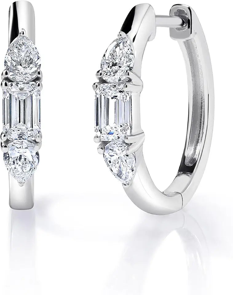 Emerald-Cut Created Emerald Hoop Earrings
