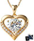 14K Gold-Plated Sterling Silver Moissanite Heart Necklace